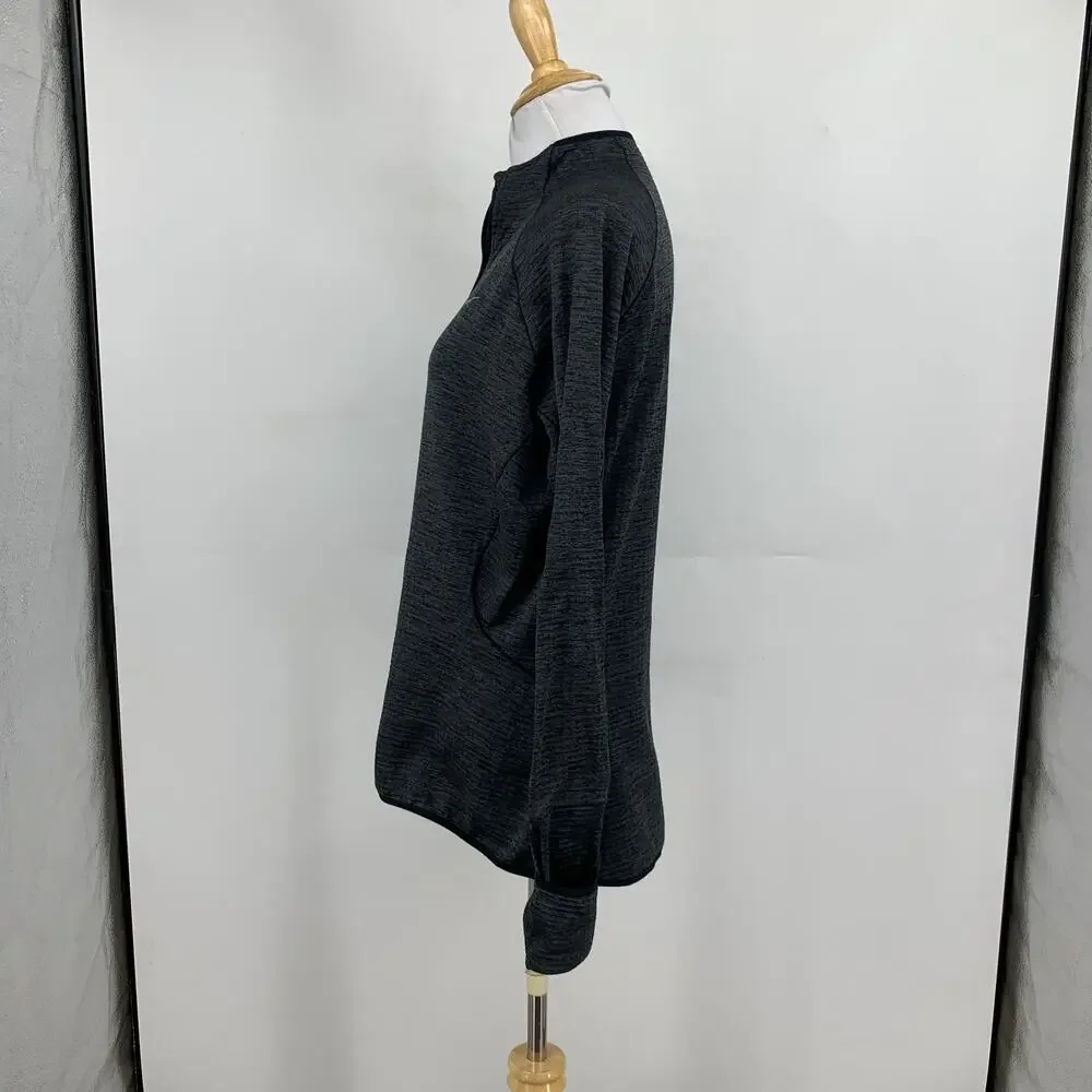 Nike Top Womens L Large Charcoal Element Sphere Thumbholes Mitten Cuff Half Zip